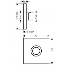 Axor ShowerSelect Термостат Highflow, квадратный, внешняя часть, цвет: хром