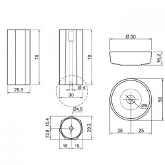 Antonio Lupi Opale Раковина накладная, Ø50см, без отв под смес, без перелива, с д/клапаном (хром), мат-л: нат.камень, цвет: Nero Marquinia