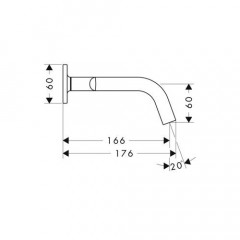 Axor Citterio M, Смеситель для раковины, на 3 отверстия, с рычаговыми рукоятками, розетками и изливом 166 мм, настенный монтаж, СМ, внешняя часть, цвет: хром