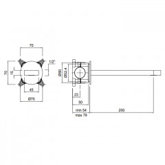 ANTONIO LUPI INDIGO Излив для ванны 200 мм., настенный, в комплекте с встраиваемой частью, цвет графит