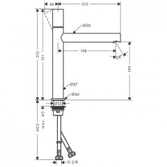Axor Uno Смеситель для раковины 200, на 1 отв., излив 198мм, с незапираемым донным клапаном, цвет: хром