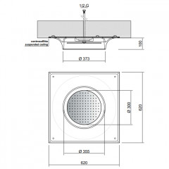 ANTONIO LUPI METEO OUT Верхний душ 620х620х100 мм., потолочный монтаж, лейка сатинированная нержавеющая сталь