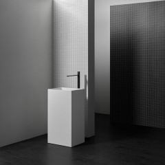 Antonio Lupi Fusto Раковина напольная 45х35х85 см, без отв, без перелива, с д/клапаном (хром), сифоном, слив в пол, мат-л:  Flumood, цвет: белый