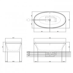 ANTONIO LUPI EPOQUE Ванна отдельностоящая 1800х920х550 мм., с нажимным донным клапаном, Pietra Luna