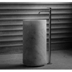 ANTONIO LUPI PIXEL Раковина напольная Ø450x850 мм., слив в пол, с самотёчным донным клапаном, сифоном и гибким шлангом, Marmo Carrara