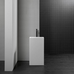 Antonio Lupi Fusto Раковина напольная 45х35х85 см, без отв, без перелива, с д/клапаном (хром), сифоном, слив в пол, мат-л:  Flumood, цвет: белый