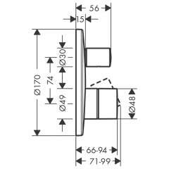 Axor Uno Встраиваемый смеситель для ванны однорычажный с защитой по станд. EN1717, внешняя часть, цвет: хром