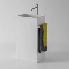 Antonio Lupi Fusto Раковина напольная 45х35х85 см, без отв, без перелива, с д/клапаном (хром), сифоном, слив в пол, мат-л:  Flumood, цвет: белый