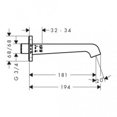 Axor Citterio E, Излив на ванну, цвет: хром