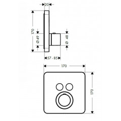 Axor ShowerSelect Термостат ShowerSelect S, для 2 потребителей, СМ, внешняя часть, цвет: хром