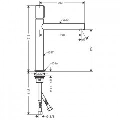 Axor Uno Смеситель для раковины 200, на 1 отв., излив 198мм, с незапираемым донным клапаном, цвет: хром