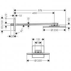 Axor ShowerSolution Верхний душ, 250мм, 1jet, с держателем 450мм, настенный монтаж, цвет: хром