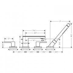 Axor MyEdition Смеситель на край ванны на 4 отв, издив 200мм (без панели), внешняя часть, цвет: полированный черный