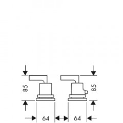 Axor Citterio, Термостат на край ванны, на 2 отверстия, с рычаговыми рукоятками, внешняя часть, цвет: хром