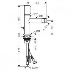 Axor Uno Смеситель для биде на 1 отв., однорычажный, с донным клапаном, цвет: хром