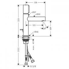 Axor Uno Смеситель для раковины 110, на 1 отв., излив 123мм, с донным клапаном, цвет: хром