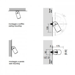 Antonio Lupi Azimut Настенная или потолочная душевая лейка, Ø 8см, с регулируемым потоком, цвет: графит