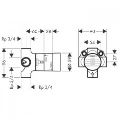Axor Starck Скрытая часть переключателя Quattro,