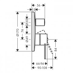 Axor Uno Встраиваемый смеситель для ванны однорычажный с защитой по станд. EN1717, внешняя часть, цвет: шлифованный никель