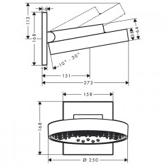 Hansgrohe Rainfinity Верхний душ, d=250мм, 3 jet, с настенным держателем, EcoSmart, цвет: белый матовый