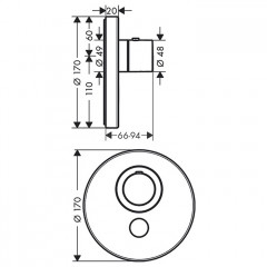 Axor ShowerSelect Встраиваемый термостат для душа, 1 поток, с ручным душем, внешняя часть, цвет: шлифованный никель