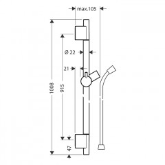 Hansgrohe Raindance Штанга настенная, 100.8см., с держателем для ручного дуща, цвет: бронза