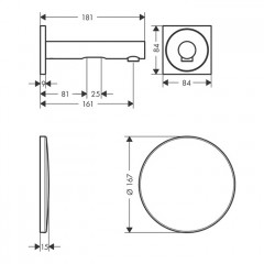 Axor Uno Смеситель для раковины электронный, настенный, излив: 160см, внешняя часть, цвет: Полированный черный хром