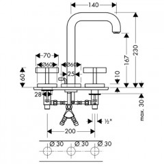 Axor Citterio Смеситель для раковины на 3 отверстия, цвет: хром
