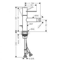 Axor Uno Смеситель для биде на 1 отв., однорычажный, с донным клапаном, цвет: шлифованный никель