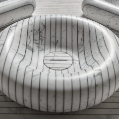 Antonio Lupi Gessati Раковина накладная, овальная, 45х60см, без отв под смес, без перелива, с д/клапаном (хром), мат-л: нат.камень,цвет: Marmo Carrara