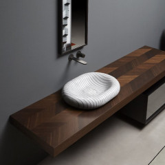 Antonio Lupi Gessati Раковина накладная, овальная, 45х60см, без отв под смес, без перелива, с д/клапаном (хром), мат-л: нат.камень,цвет: Marmo Carrara