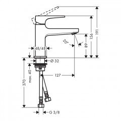 Hansgrohe Metropol Смеситель для раковины 100, на 1 отв, с донным клапаном, излив 127мм, цвет: шлифованный черный хром