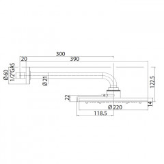 BOSSINI Верхний душ220 мм., с 2 режимами, с настенным держателем 300 мм., цвет хром