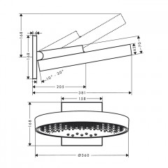 Hansgrohe Rainfinity Верхний душ, d=360мм, 3 jet, с настенным держателем, цвет: хром