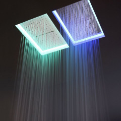 ANTONIO LUPI METEO Верхний душ 750x520x110 мм, встраиваемый в потолок, с каскадом, с подсветкой, пультом и трансформ, рама белая, лейка зеркальн сталь