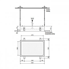 ANTONIO LUPI METEO Верхний душ 520x350x110 мм., встраиваемый в потолок, рама нержавеющая сталь, лейка зеркальная сталь