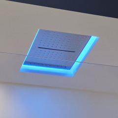 ANTONIO LUPI METEO Верхний душ 750x520x110 мм, встраиваемый в потолок, с каскадом, с подсветкой, пультом и трансформ, рама белая, лейка зеркальн сталь