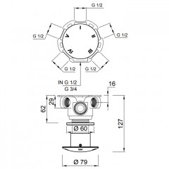 ANTONIO LUPI MINIMAYDAY Переключатель на 2, 3, 4 или 5 положений, в комплекте со встраиваемой частью, матовая нержавеющая сталь