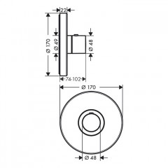 Axor ShowerSelect Встраиваемый термостат для душа, 1 потреб, внешняя часть, цвет: шлифованный никель
