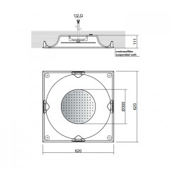 ANTONIO LUPI METEO IN Верхний душ 620х620х110 мм., встраиваемый в потолок, лейка сатинированная нержавеющая сталь