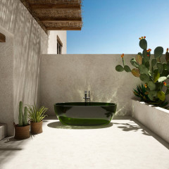 ANTONIO LUPI REFLEX Ванна отдельностоящая 1670х860х530 мм., с нажимным донным клапаном (хром), сифоном и гибким шлангом, Cristalmood, цвет Bottiglia