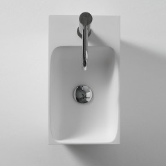 ANTONIO LUPI CALCO Раковина подвесная 450х250х250 мм., с 1 отверстием для смесит, с самотечным донным клапаном, Flumood в отделке texture, цвет белый