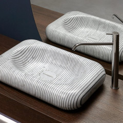 Antonio Lupi Gessati Раковина накладная, прямоугольная, 45х60см, без отв, без перелива, с д/клапаном (хром), мат-л: нат.камень, цвет: Marmo Carrara