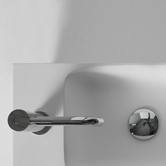 ANTONIO LUPI CALCO Раковина подвесная 450х250х250 мм., с 1 отверстием для смесит, с самотечным донным клапаном, Flumood в отделке texture, цвет белый