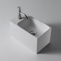 ANTONIO LUPI CALCO Раковина подвесная 450х250х250 мм., с 1 отверстием для смесит, с самотечным донным клапаном, Flumood в отделке texture, цвет белый