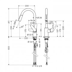 Hansgrohe Focus Кухонный смеситель 240, однорычажный, с вытяжным изливом 2jet, цвет: черный матовый