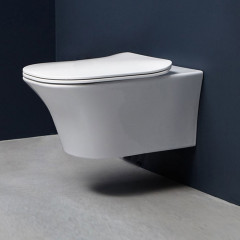 Antonio Lupi Cabo  Унитаз подвесной безободковый 540х366х260 мм., в комплекте с сиденьем FLAT "soft-close", цвет белый глянц