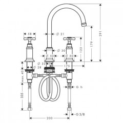 Axor Montreux Смеситель для раковины, на 3 отв., излив 175мм, с донным клапаном, цвет: полированное золото