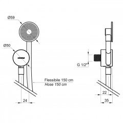 Antonio Lupi Filtro Ручной душ, с шланговым соединителем, держателем и шлангом, цвет: Lucido AISI 316/L