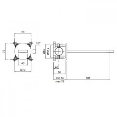 ANTONIO LUPI INDIGO Излив для раковины 200 мм., настенный, в комплекте с встраиваемой частью, цвет графит